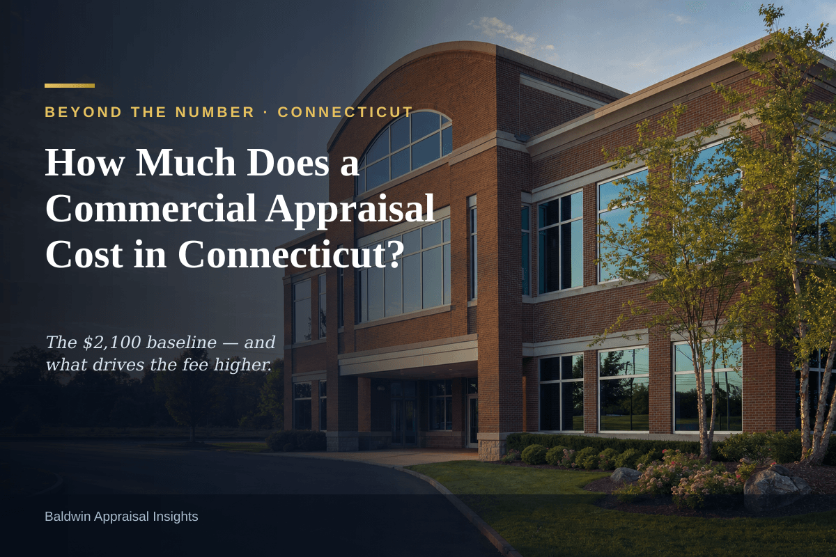 Commercial office building in Connecticut at golden hour